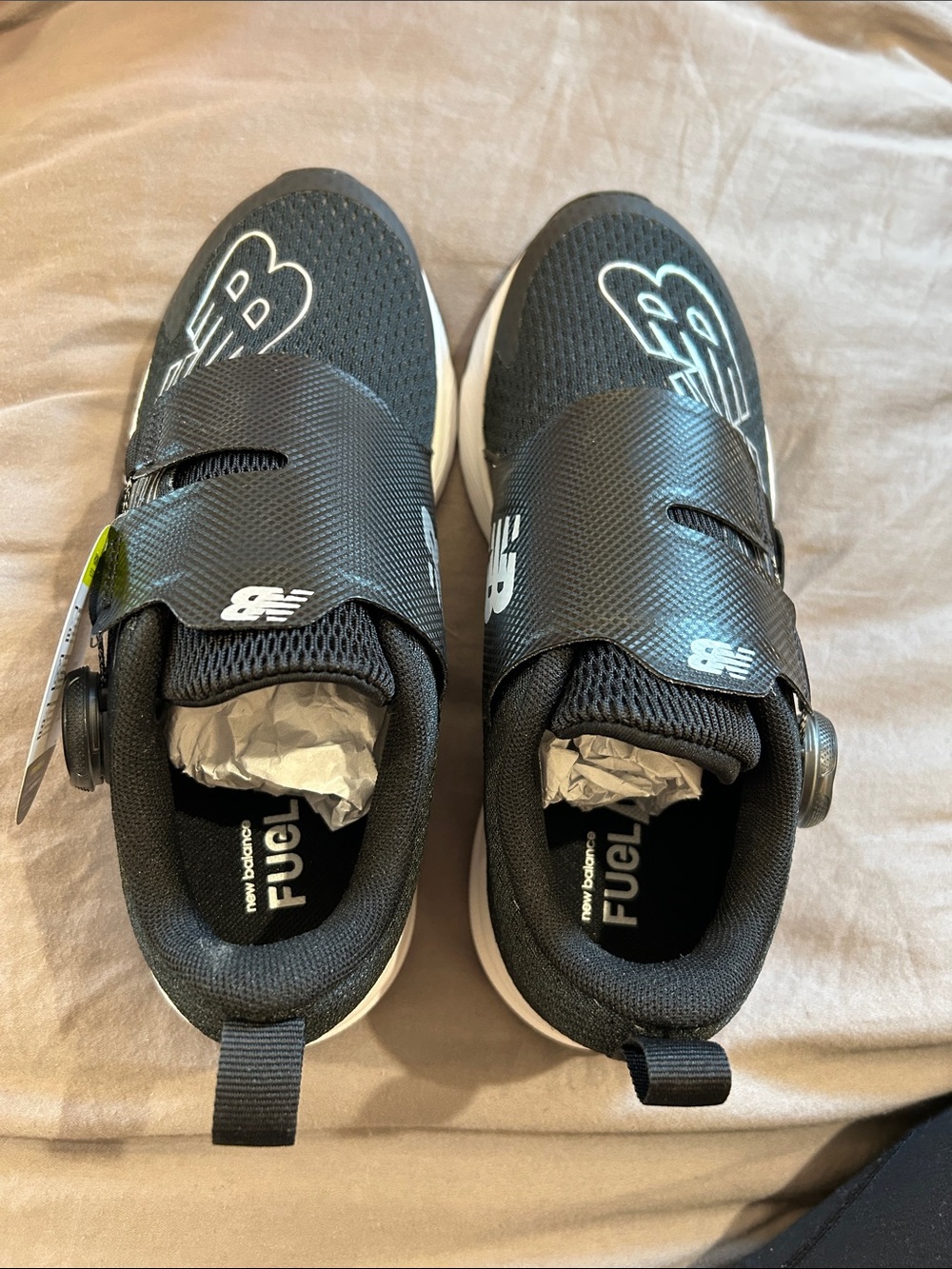 NWT New Balance Fuel Core Kids Black and White Sneakers with BOA Dial
